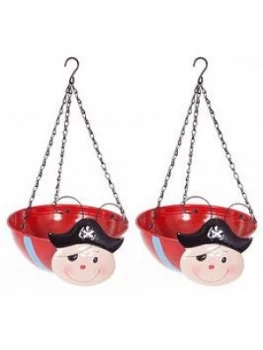 Pair Of Wobblehead Pirate Hanging Baskets