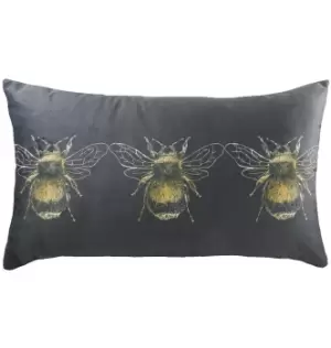 'Gold Bee' Rectangular Velvet Cushion