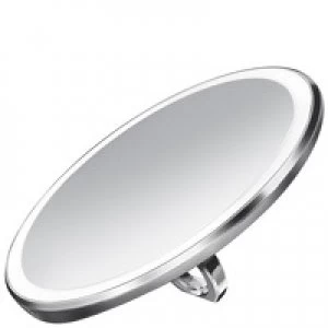 simplehuman Sensor Mirrors 3 x Magnification 10cm Sensor Mirror Compact: Round, Brushed Stainless Steel, Rechargeable with Pouch