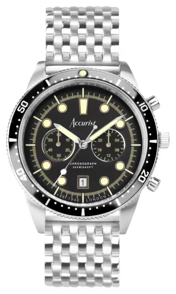 Accurist 72005 Dive Mens Chronograph Black Dial Watch