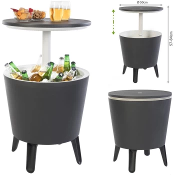 Keter - Side Table Drink Cooler Cool Bar Cocktail Table Party Cold Table High Garden Balcony Table 50x57-85cm 30 L anthrazit - weiß (de)