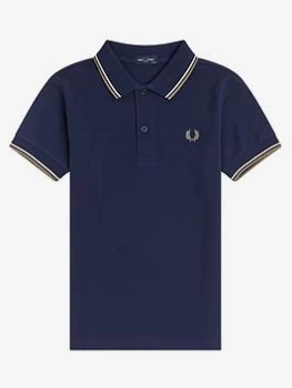 Fred Perry Boys Twin Tipped Short Sleeve Polo - Carbon Blue, Carbon Blue, Size 6-7 Years