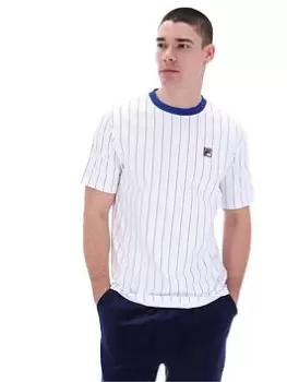 Fila Fionn Pin Striped T-Shirt with Contrast Collar, White, Size XL, Men