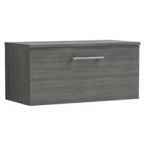 Arno Anthracite 800mm Wall Hung Single Drawer Vanity Unit with Worktop - ARN525W - Anthracite - Nuie