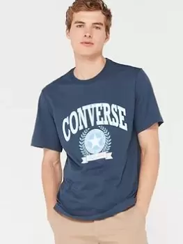 Converse Chuck Retro Collegiate Ss T-Shirt, Navy, Size L, Men