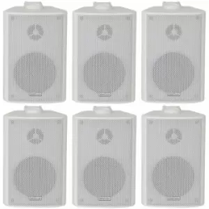 6x 70W 2 Way White Wall Mounted Stereo Speakers 4 8Ohm Compact Background Music