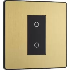 BG Evolve Brushed (Black Ins) 200W Single Touch Dimmer Switch, 2-Way Secondary in Brass Steel