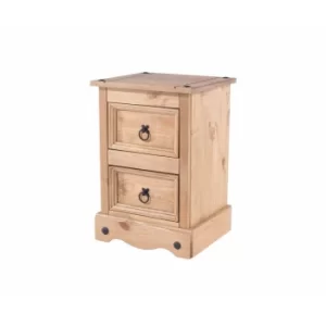 Corona Antique Wax 2 Drawer Bedside Cabinet Petite, none