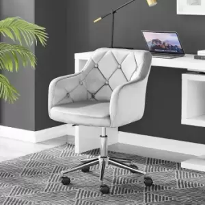 Bibi Light Grey Pinned Velvet Tub Vanity Office Chair