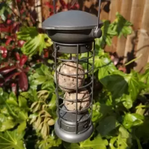 Tom Chambers Heavy Duty Flick and Click Garden Wild Bird Hanging Pewter Metal Fat Ball Feeder