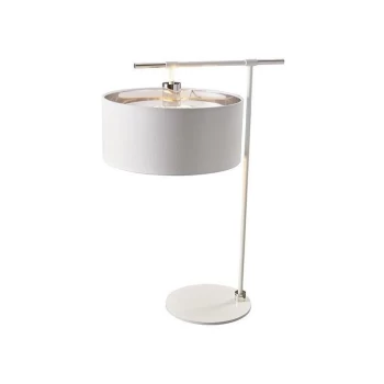 Balance - 1 Light Table Lamp White, Polished Nickel, E27 - Elstead