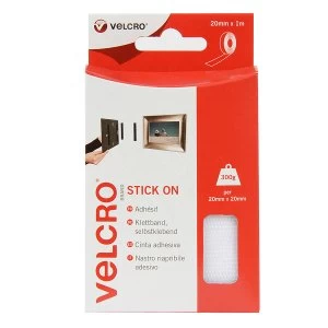 VELCRO Brand Stick On Tape 20mm x 1m - White