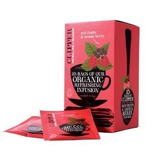 Original Clipper Organic Infusion Red Fruits Aronia Berry Fairtrade Teabags 1 Pack of 25 Teabags