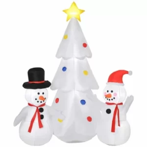 Inflatable Light Up Christmas Tree with Snowmen 190cm, White