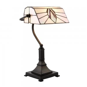 1 Light Table Lamp Black, Tiffany Style Glass, E27