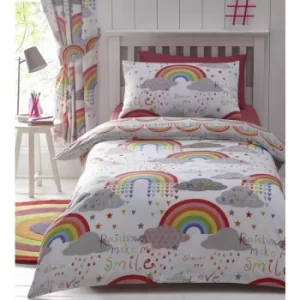 Clouds And Rainbows Double Duvet Cover Set Childrens Girls Bedroom Quilt Bedding