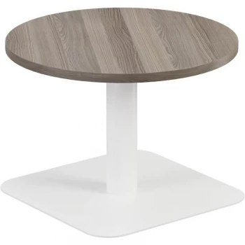 600MM Circular Low Contract Table - White/Grey Oak