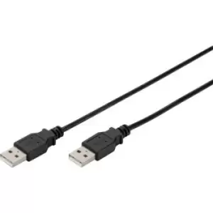 Digitus USB cable USB 2.0 USB-A plug, USB-A plug 1m Black AK-300101-010-S