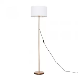 Charlie Copper Floor Lamp with Large White Reni Shade