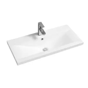 Limoge Mid-edge Ceramic 81Cm Narrow Inset Basin With Dipped Bowl