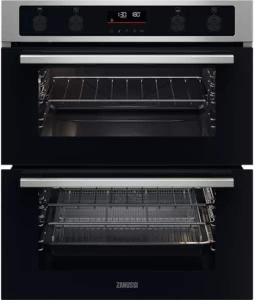 Zanussi Series 40 AirFry ZPCNA7XN Built Under Electric Double Oven - Black / Stainless Steel - A/A Rated