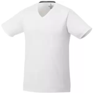 Elevate Mens Amery Short Sleeve Cool Fit V-Neck T-Shirt (L) (White)