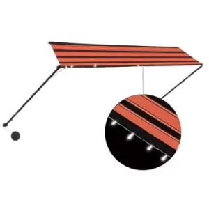 Vidaxl Retractable Awning With LED 350X150cm Orange And Brown