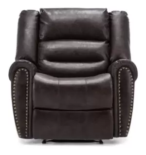 Denver Bonded Leather Recliner Armchair Stud Sofa Home Lounge Reclining Chair - Brown