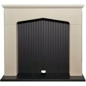 Adam Ludlow Stove Fireplace in Stone Effect & Black, 48 Inch