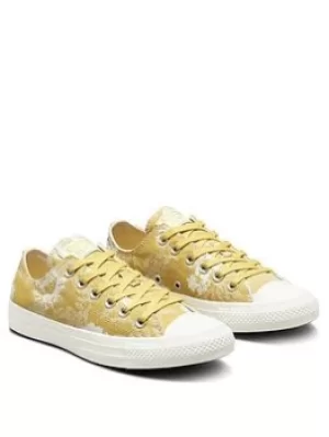 Converse Chuck Taylor All Star Floral Fusion Ox, Gold, Size 3, Women