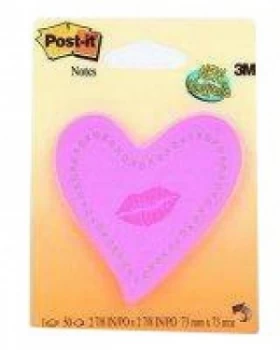 Postit Note Heart With Lips Neon Pink