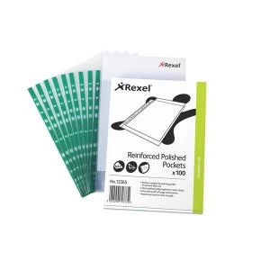 Rexel A4 Reinforced Top Opening Pocket Crystal Clear Pack 100