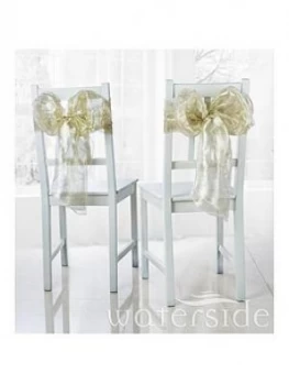 Waterside Pack Of 6 Metallic Organza Chair Bows ; Gold