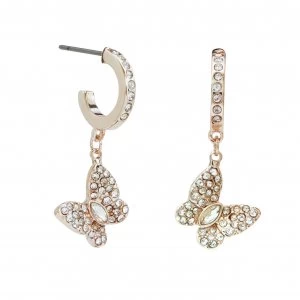 Lipsy Rose Gold Plated Crystal Butterfly Drop Earrings