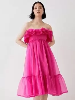 COAST Ruffle Organza Mini Dress - Pink, Size 10, Women