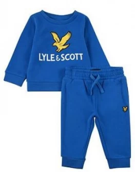 Lyle & Scott Toddler Boys Eagle Logo Crew Sweat And Jog Set - Blue, Size 2 Years