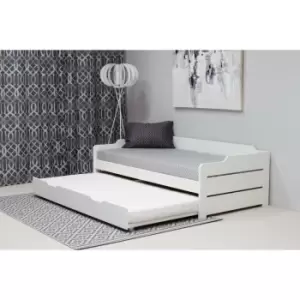 Copella White Guest Bed With Trundle and Orthopaedic Mattresses