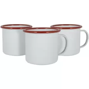 Argon Tableware - White Enamel Mugs - 375ml - Red - Pack of 6