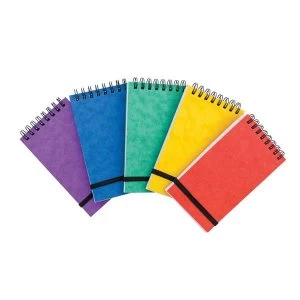 Wirebound Notepad Elasticated Ruled 90gsm 300 Pages 202x127mm Assorted Pack of 10
