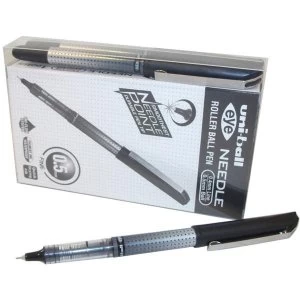 Uni Ball Eye Needle UB 187S Extra Fine Rollerball Pen Line Width 0.4mm Tip Width 0.5mm Black Pack of 14 Pens