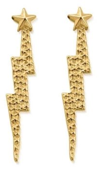 ChloBo Lightning Bolt Drop Stud Earrings 18ct Gold Plated Jewellery