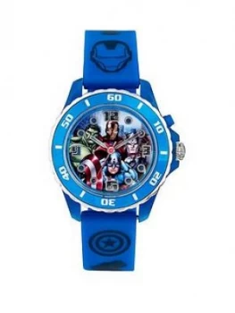 AVENGERS AGE OF ULTRON Avengers Printed Dial Blue Silicone Strap Flashing Kids Watch, One Colour