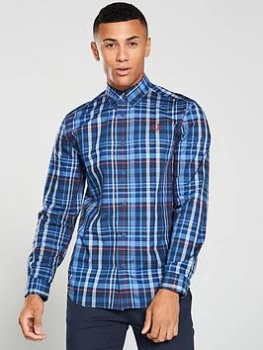 Fred Perry Checked Shirt - Midnight Blue, Midnight Blue, Size L, Men