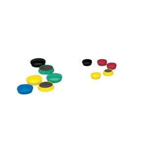 5 Star Office Round Plastic Covered Magnets 25mm Assorted Pack 10