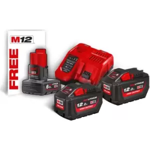 Milwaukee M18 HNRG 18v Cordless Battery Charger and Twin 12ah Batteries 12ah
