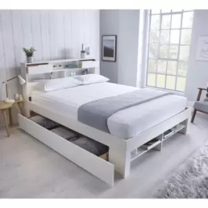 Bedmaster - Fabio Wooden Bed White Double With 1 Drawer