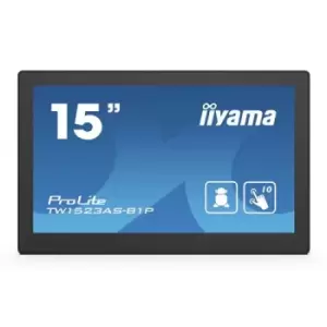 iiyama ProLite TW1523AS-B1P Touch Screen monitor 39.6cm (15.6") 1920 x 1080 pixels Multi-touch Multi-user Black
