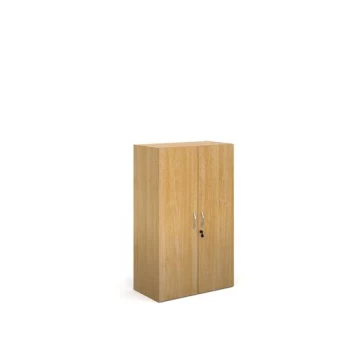 Contract double door cupboard 1230mm high with 2 shelves - oak