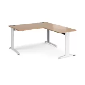 Office Desk Rectangular Desk 1400mm With Return Beech Tops With White Frames TR10