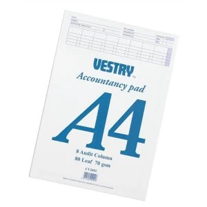Vestry Accountants Pad 8 Audit Column 80 Leaf A4